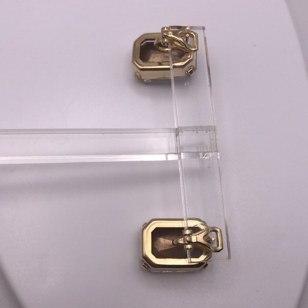 Vtg Rectangular Shape Clear Stone Silver Frame St… - image 4